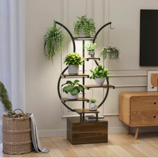 Mueble decorativo para plantas de metal y madera