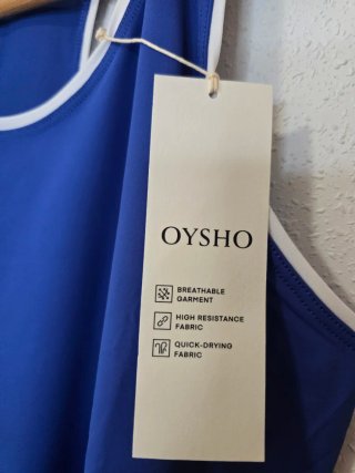 Camiseta Oysho sin mangas azul talla S