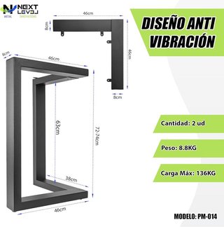 2 Patas metálicas acero para mesa NUEVAS