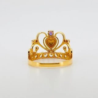 Anillo Corona Corazón Oro y Circonitas