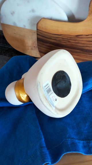 Salvadanaio Telefono ceramica Bianco e Oro