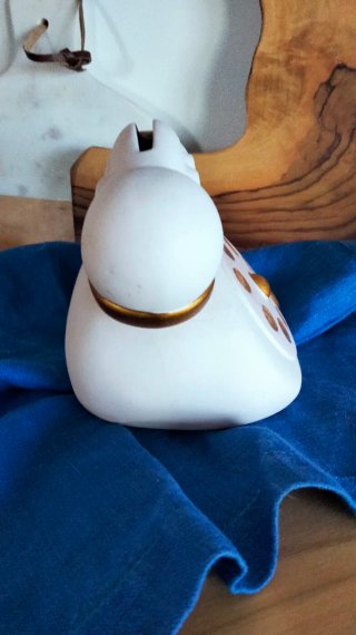 Salvadanaio Telefono ceramica Bianco e Oro