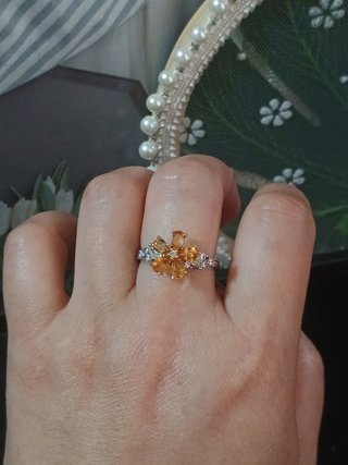 Anillo Plata Flor Citrino Natural