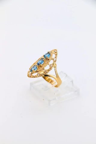 Anillo Oro Amarillo con Circonitas Azules