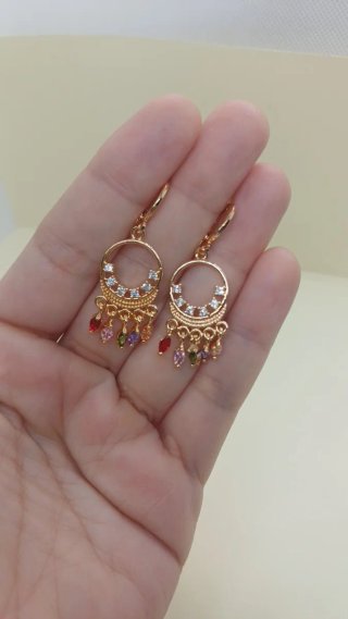 Pendientes Chapado Oro 18k Circonitas Multicolor