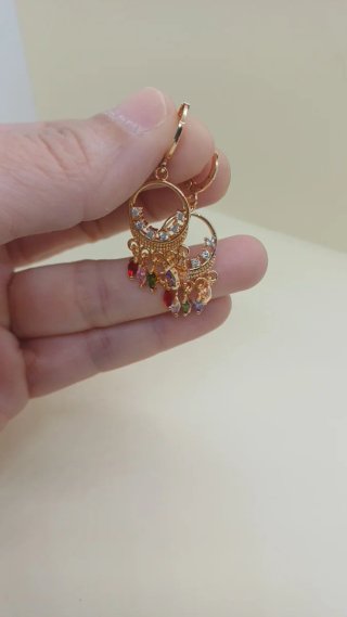 Pendientes Chapado Oro 18k Circonitas Multicolor