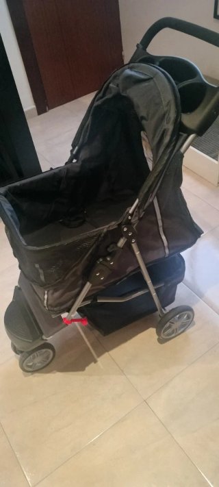 Carrito para mascotas negro y gris