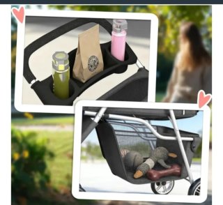 Carrito para mascotas negro y gris