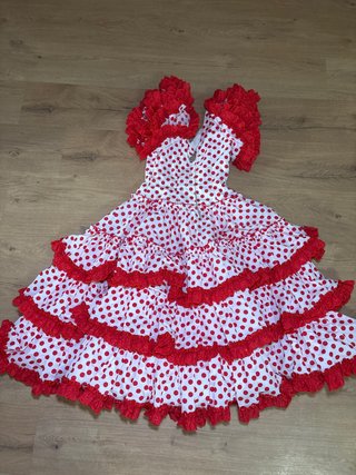 Traje de gitana rojo y blanco con volantes
