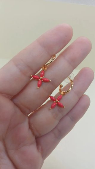 Pendientes Oro 18k Coral Natural