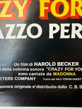 Locandina Crazy For You Pazzo Per Te Madonna