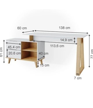 Mesa Escritorio Blanco 138x60cm con cajones