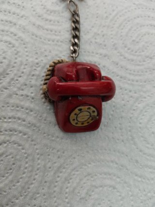 Llavero Teléfono Antiguo Rojo