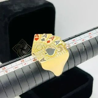 Anillo Poker Ases Oro Diamantes