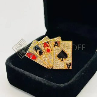Anillo Poker Ases Oro Diamantes