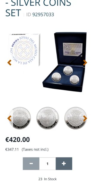 Colección 3 Monedas Plata Museo Casa Moneda