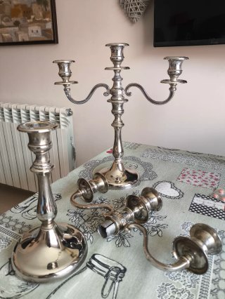2 candelabros metal 3 brazos