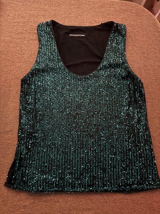 Top Lentejuelas Mujer Verde Oscuro Talla L