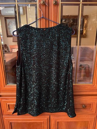 Top Lentejuelas Mujer Verde Oscuro Talla L