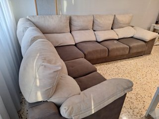Sofá modular tela beige y marrón