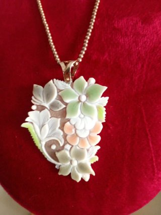 Cameo smalti argento lavorato floreale