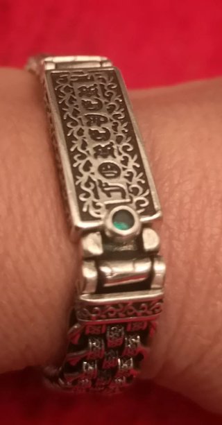 Pulsera Plata S925 con Piedra Verde