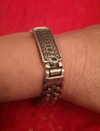 Pulsera Plata S925 con Piedra Verde