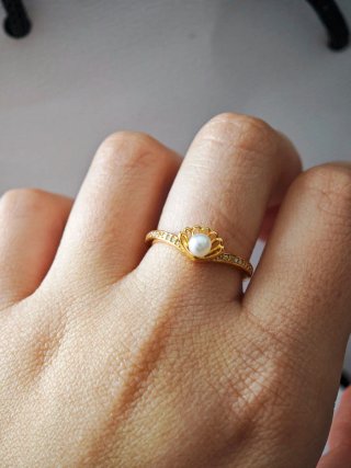 Anillo Pandora Disney Ariel Perla Dorado