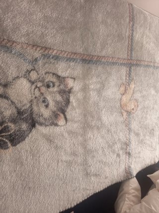 Copriletto per culla con gattino e uccellino