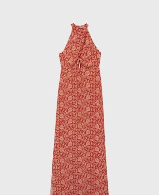 Vestido Mango Teen Estampado Corte cuello halter