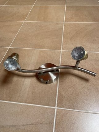 Lámpara de techo 2 focos metal y cristal