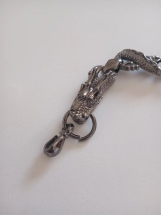 Pulsera Dragón Negra y Plateada