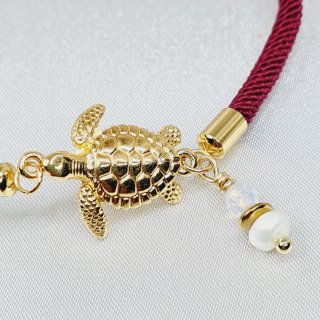 Pulsera cordón burdeos tortuga perlita