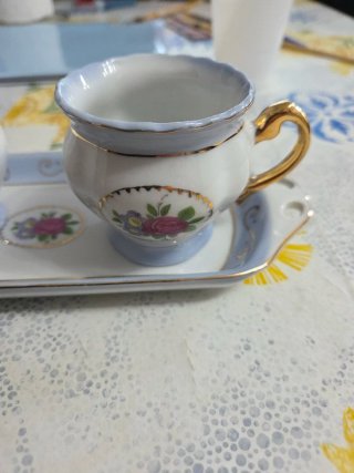 Set caffè 2 tazzine vassoio porcellana vintage