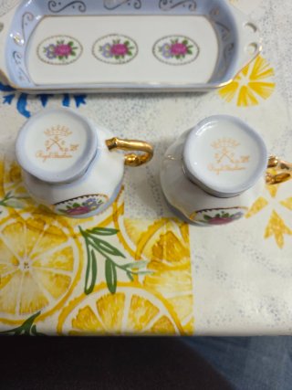 Set caffè 2 tazzine vassoio porcellana vintage