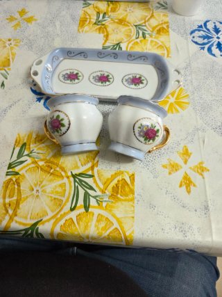 Set caffè 2 tazzine vassoio porcellana vintage