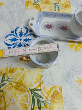Set caffè 2 tazzine vassoio porcellana vintage