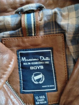 Chaqueta Cuero Marrón Massimo Dutti Niño
