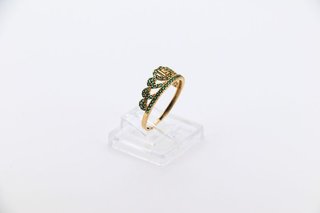 ANILLO PEQUEÑO CORONA 15 CIRCONITAS VERDES