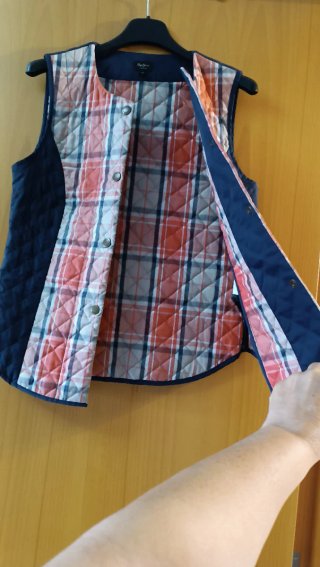 Chaleco Pepe Jeans cuadros azul y naranja