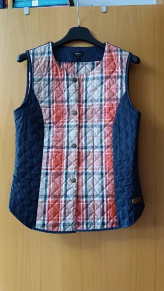 Chaleco Pepe Jeans cuadros azul y naranja