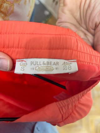 Falda Pull&Bear Naranja Larga Plisada