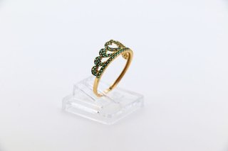 ANILLO PEQUEÑO CORONA CIRCONITAS VERDES.