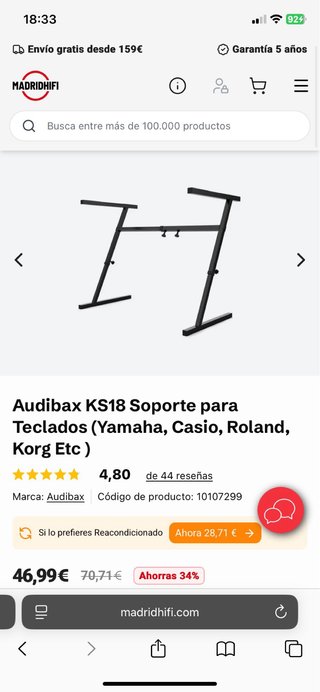 SOPORTE de Piano Digital Negro, NO se vende piano
