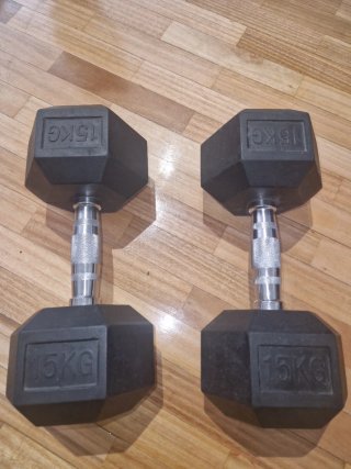 Mancuernas hexagonales 15kg HOMCOM (2 unidades)