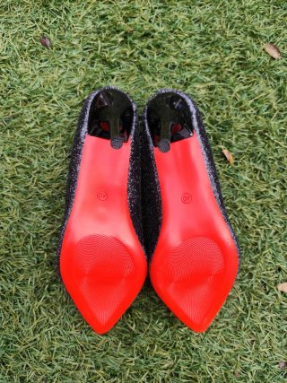 Zapatos tacón negros purpurina N° 40 nuevos