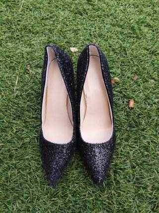 Zapatos tacón negros purpurina N° 40 nuevos