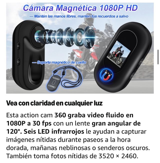 Mini Cámara Deportiva con Soporte Magnético