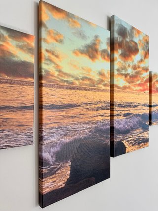 Cuadro 4 piezas paisaje amanecer