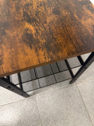 Mesita de noche industrial madera y metal